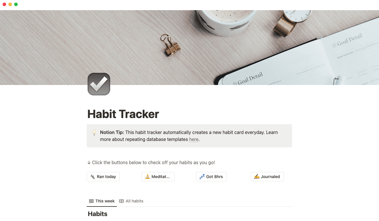 habit tracker template
