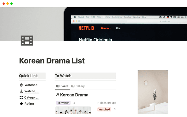 Notion Korean Drama Template